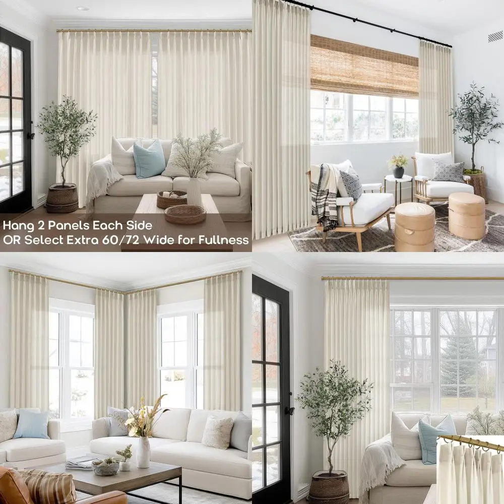 

Удлиненные льняные шторы со складками, 102, овсянка бежевого цвета для гостиной