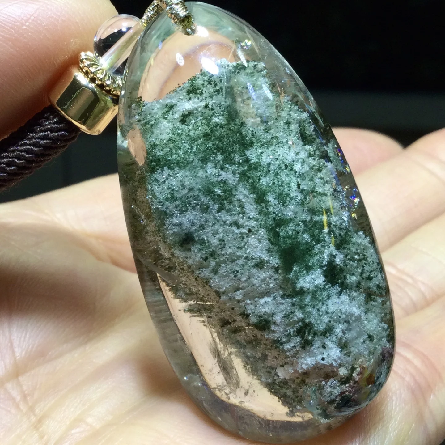 Colgante de Cuarzo Fantasma Verde Natural, Joyería de 46*24.5*16mm, Collar Raro para Mujer, Cuarzo Fantasma en Forma de Gota de Agua, Jardín Fantasma AAAAAA