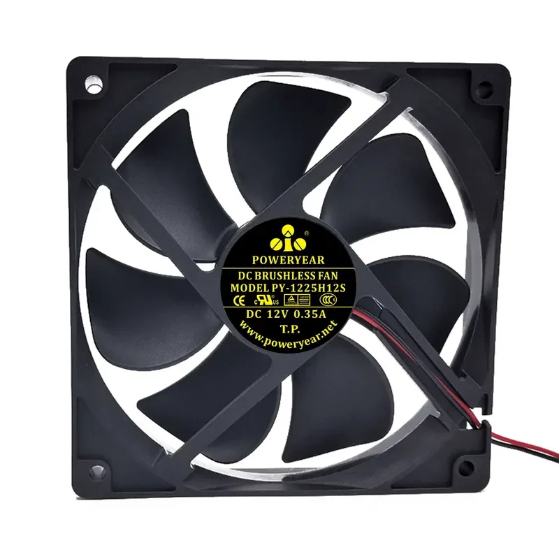 POWERYEAR PY-1225H12S 12V 0.35A 12CM 12025 Ice Chassis Cooling Fan for Electronics Enclosures and Server Racks