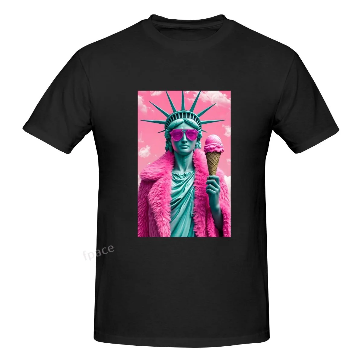 

FUNNY Lady Liberty Casual Cotton Summer Men Clothing Tops Men's Basic Short Sleeve T-Shirt
