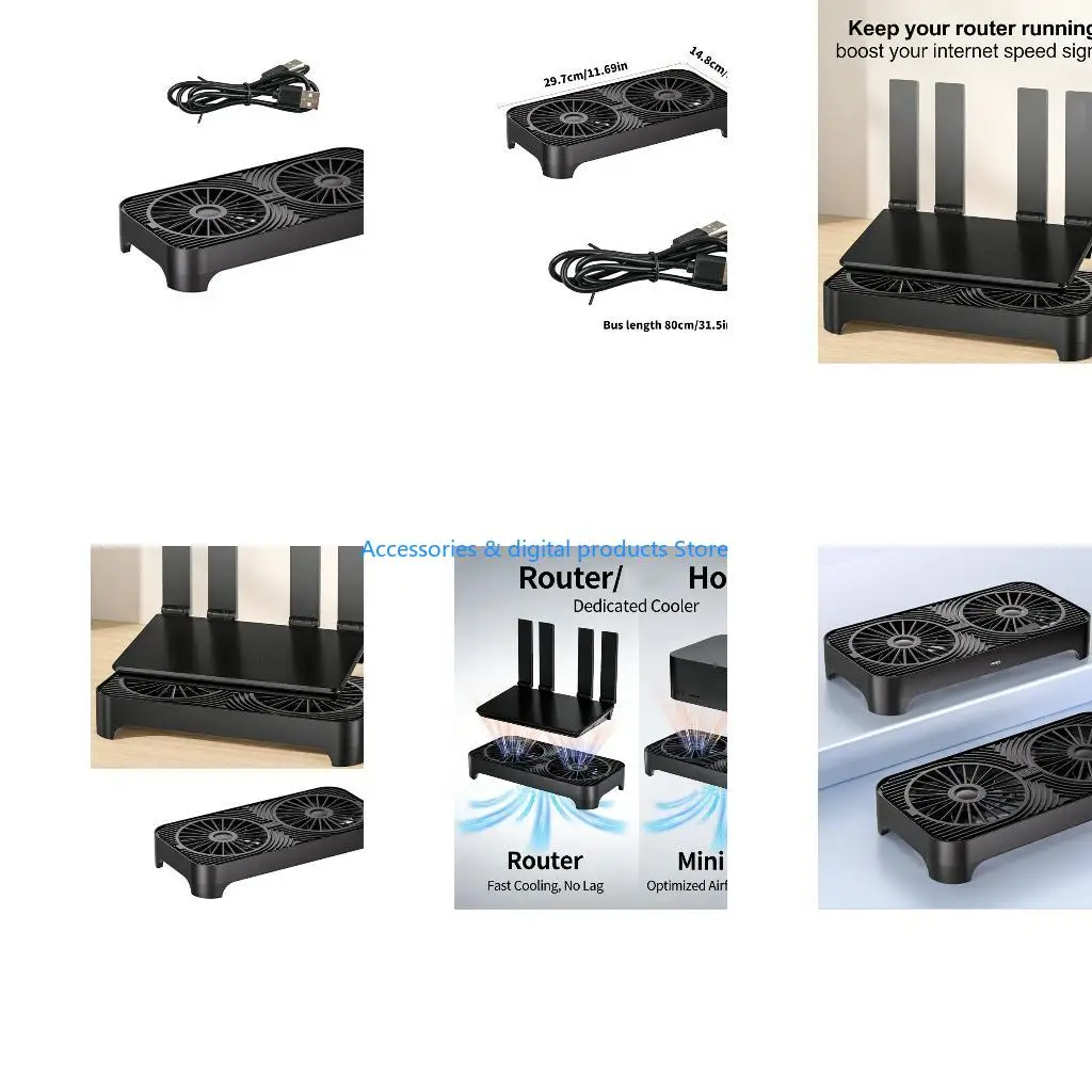 77JD Quiet USB Fan Coolers Base High for Modems and Set Top Boxes 29x14cm