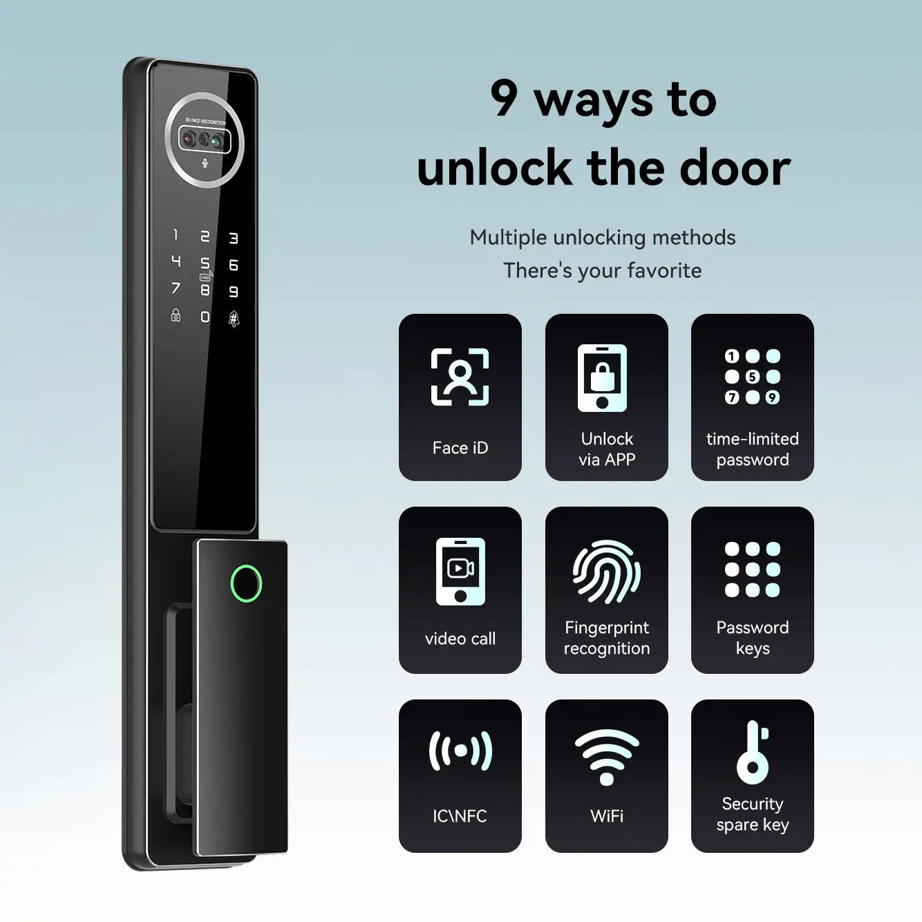 Glomarket Tuya Real Time Video Intercom Digital Cerradura Inteligente With Camera 3D Face Recognition Fingerprint Smart Lock