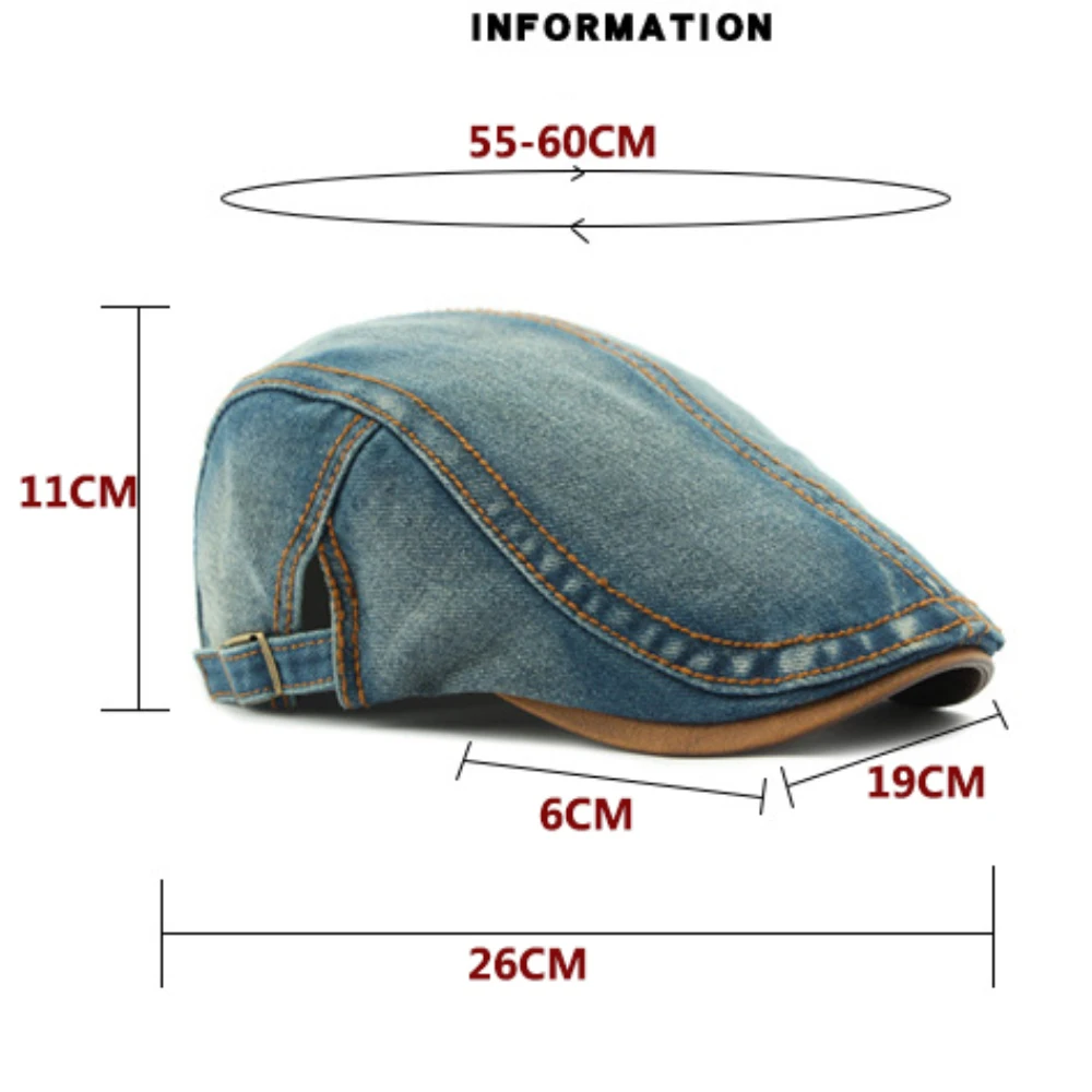 HT4572 Beret Cap New Spring Summer Autumn Denim Hat Caps for Men Women Artist Painter Beret Hat Adjustable Ivy Flat Cap Berets