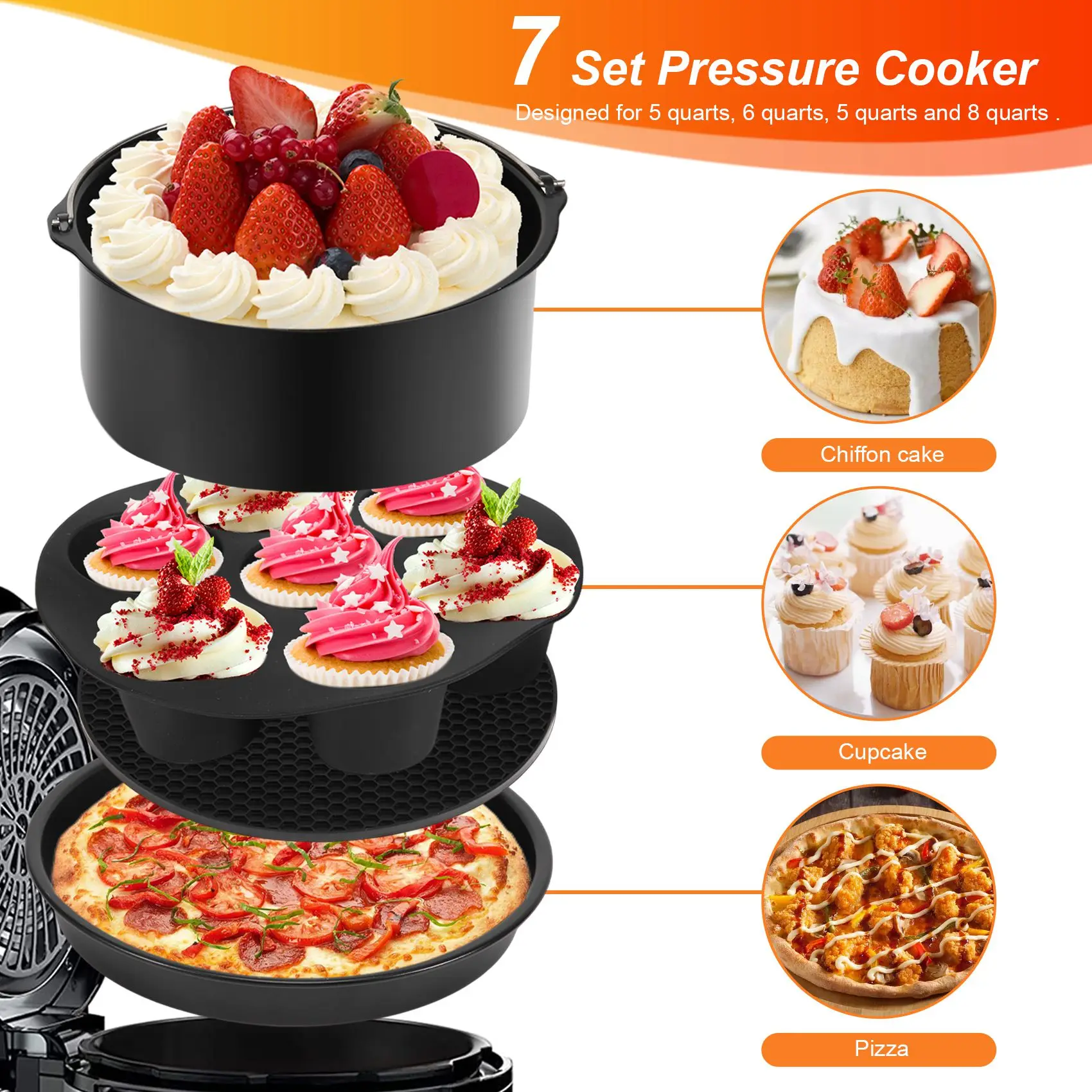 CLIM 7-набор скороварки, пароварки и фритюрницы, аксессуары для выпечки, совместимые с Foodi 5 и 6,5 и 8 Qt OP101, OP301, OP302