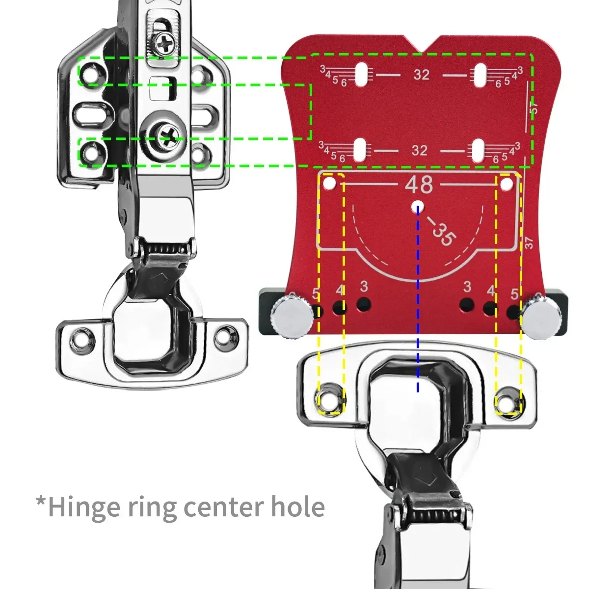 Aluminum Alloy 35mm Hinge Drilling Locating Plate - Special Door Hinge Positioning Template, Suitable for Straight Arm & Medium
