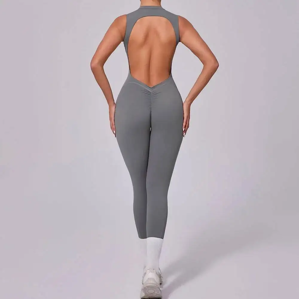 

Women S Open Back Yoga Unitard D Booty Sculpting Sleeveless Fiess Bodysuit With Detachable Pads Gym Wear Quick Dry Summer