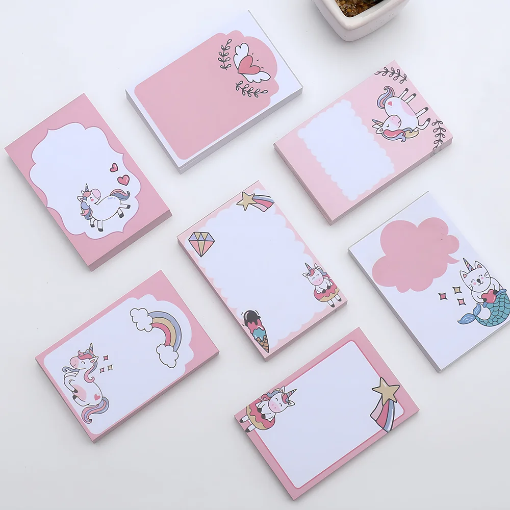 Novelty Rainbow Unicorn Non-Sticky Notes Cute Funny Memo Pad Notepad Cool Aesthetic Stationery Check List Index Tab Teacher Gift