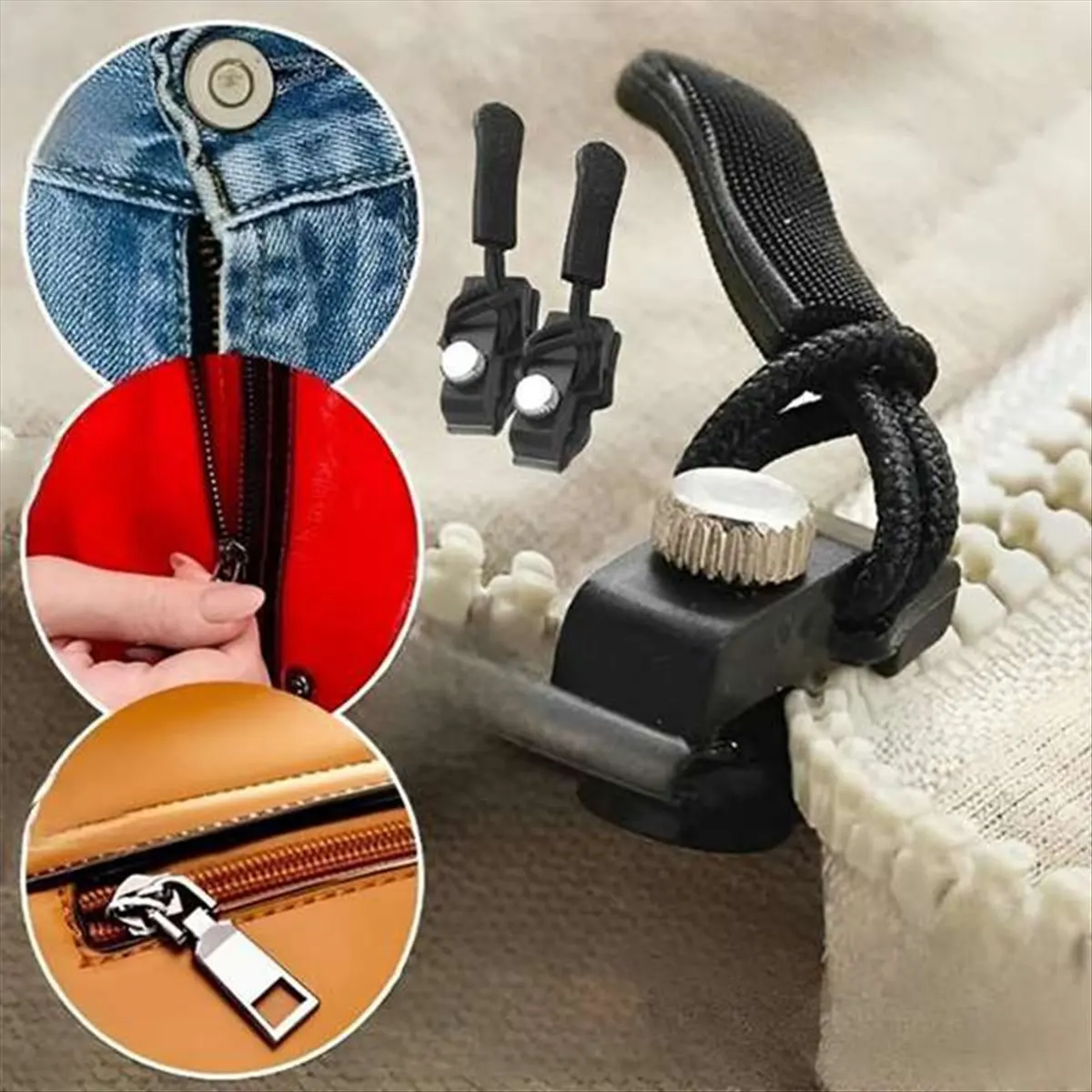 COFA Zipper Repair Kit, 30 Pcs Universal Replacement Zipper Slider Fixer Sliding Teeth Screw Head, Instant Zipper