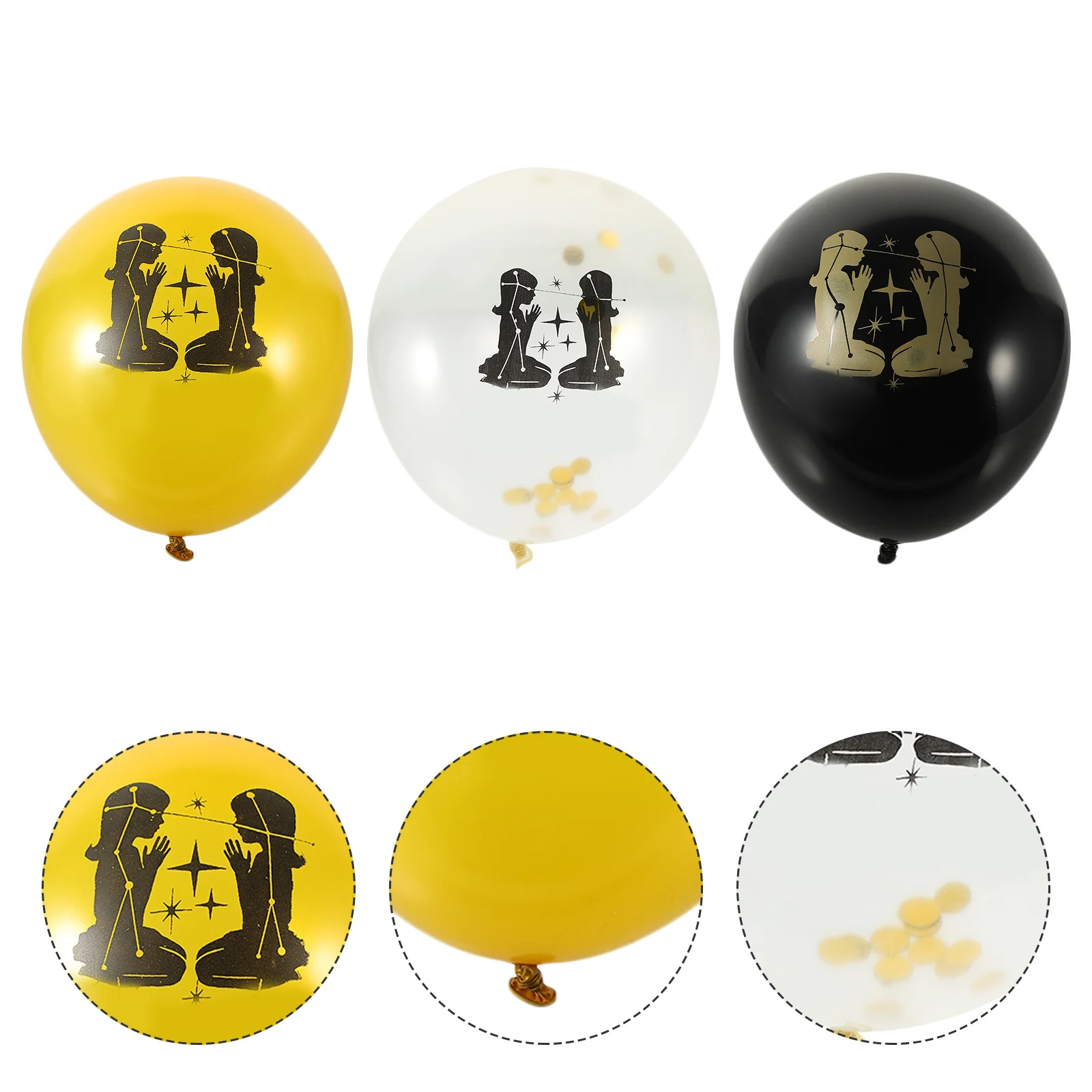 

15pcs Latex Wedding Birthday Festival Party Balloons Decor Creative Sequins Background Layout (Black Gold Transparent Each