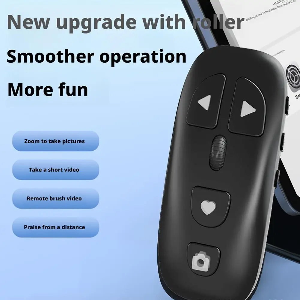 Handheld Bluetooth Remote Control For Video E-book Short Drama Page Flipping Remote Photography Zoom And Zoom Functions