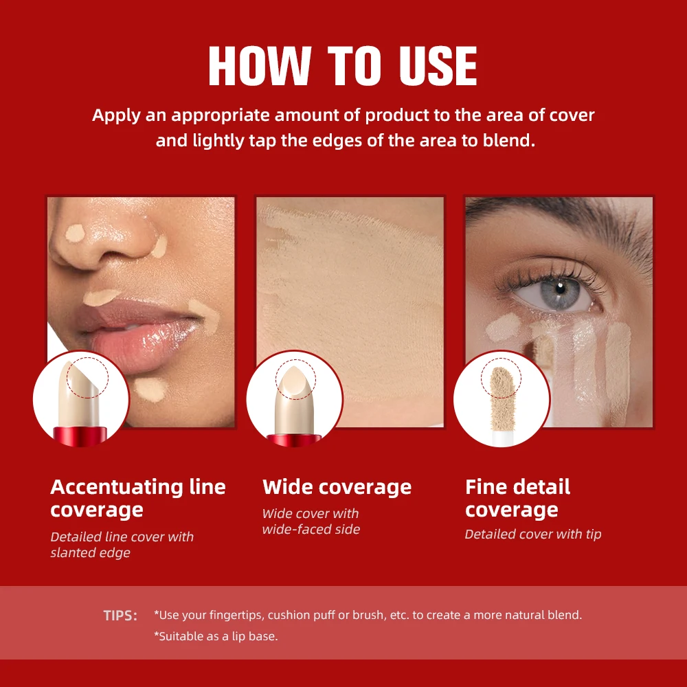 Lakerain-crema desenfoque de doble cabeza, modifica el tono de la piel, corrector en barra dos en uno, crema desvanectante en barra