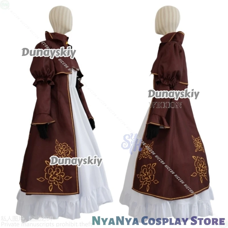 ชุดคอสเพลย์คาทีนจากอนิเมะเกมลิมบัส คอมพ์ย์ สไตล์วินเทจแบบพระราชวัง สีน้ำตาลหวานๆ โลลิต้า ชุดเดรสสีขาว สำหรับงานปาร์ตี้ฮาโลวีน