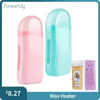 foreverlily 3in1 Pink Roll On Depilatory Wax Heater Face Body Hair Removal Epilator Wax Heating Machine with Waxing Strips Paper