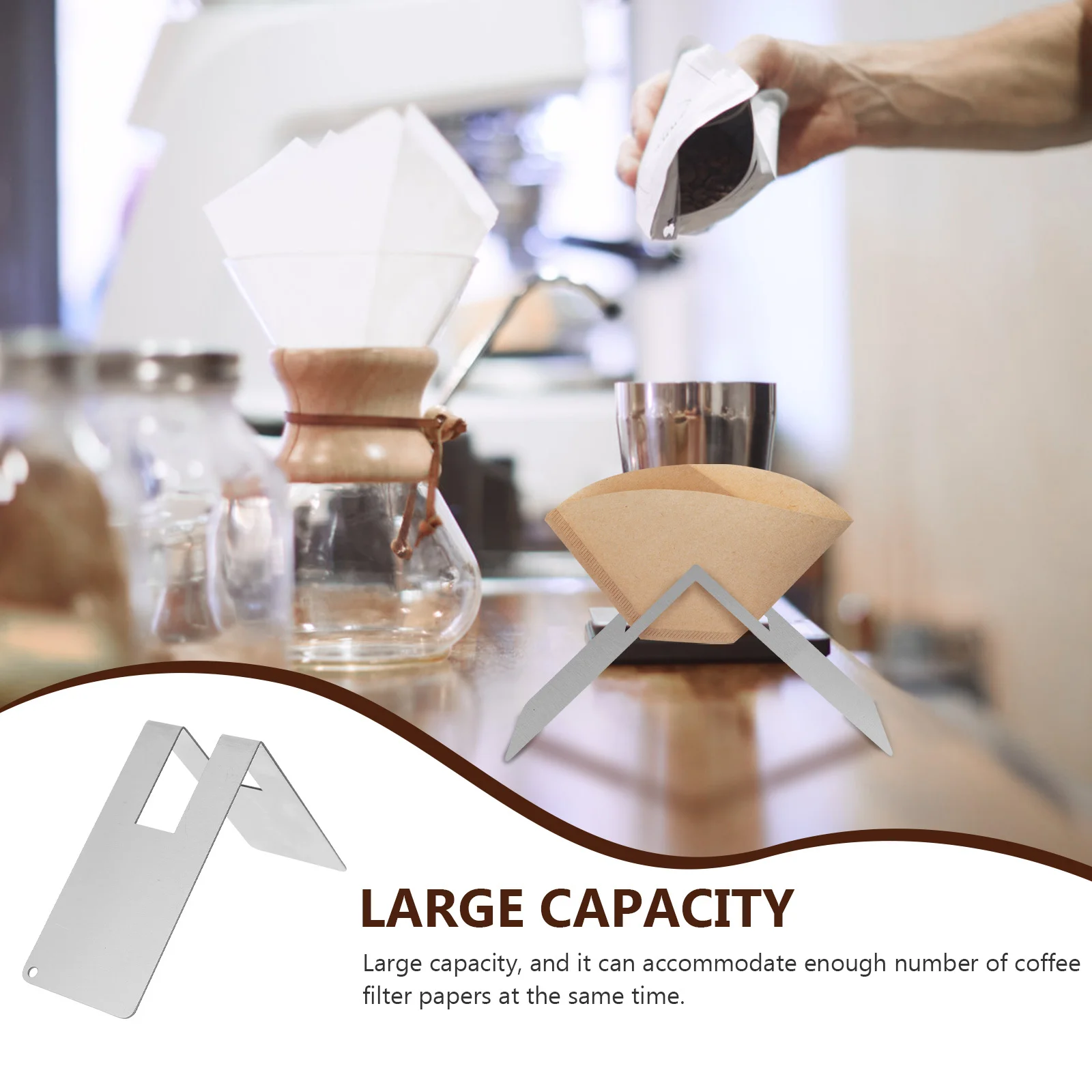 

Coffee Filter Storage Rack Stainless Steel V-Shape Filter Paper Stand for Countertop Home Cafe Organization Filtering Paper Rack