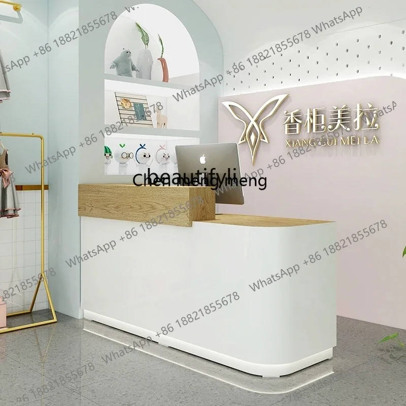 H134 New arrive Simple modern clothing store, milk tea shop, barber shop, curved bar table, baking paint, reception desk
