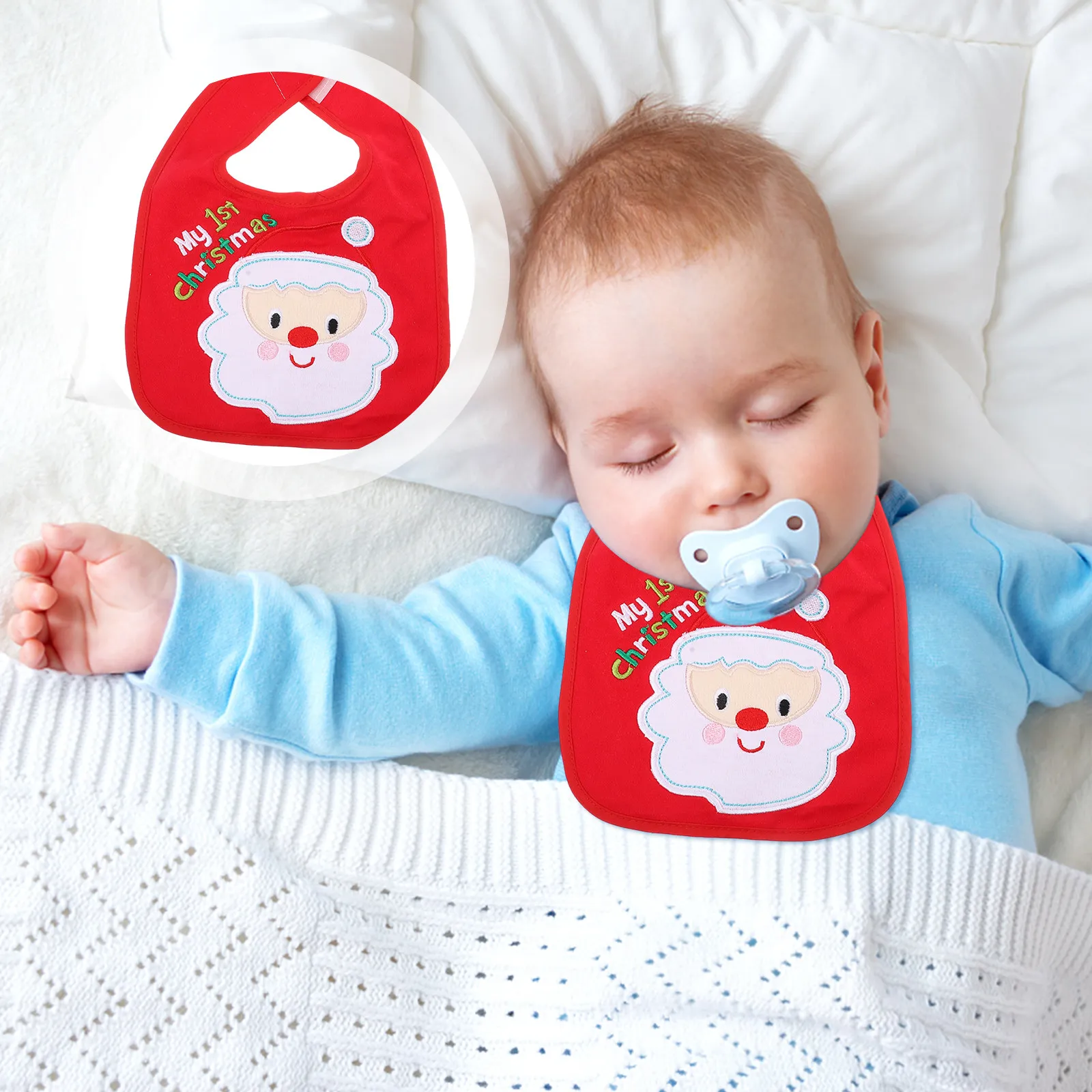 

Набор из 2 слюнявчиков-нагрудников с рождественской тематикой для малышей, милые фартуки для кормления, для еды и игр, легкие, моющиеся, удобные