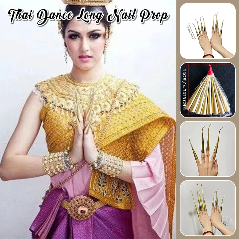 

8 Pcs Fingertip Metal Long Nail Rings Fingernails Thailand Dance Props 12cm/19cm Finger Joint Protector Halloween Cosplay