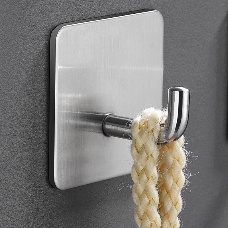 Ganchos de acero inoxidable sin perforaciones, colgadores de pared sin huellas, ganchos adhesivos fuertes, bastidores de pared, ganchos para ropa detrás de las puertas del baño