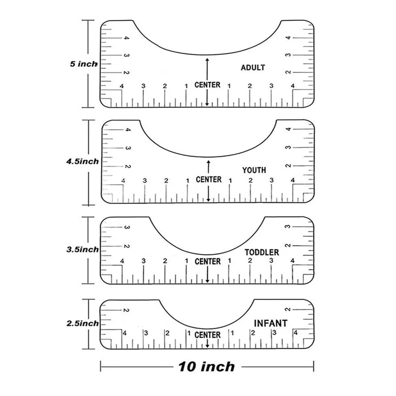 New 4pcs/set T-Shirt Alignment Ruler T Shirt Alignment Tool for Chart Drawing Template Clothing Pattern Design DIY Sewing Tools