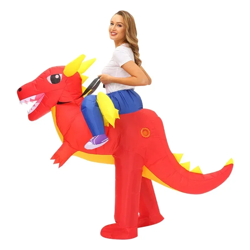 Riding on Dinosaur Inflatable Cosplay Costume Women Dinosaur Clothes Holiday Show Party Christmas Valentine's Day Halloween