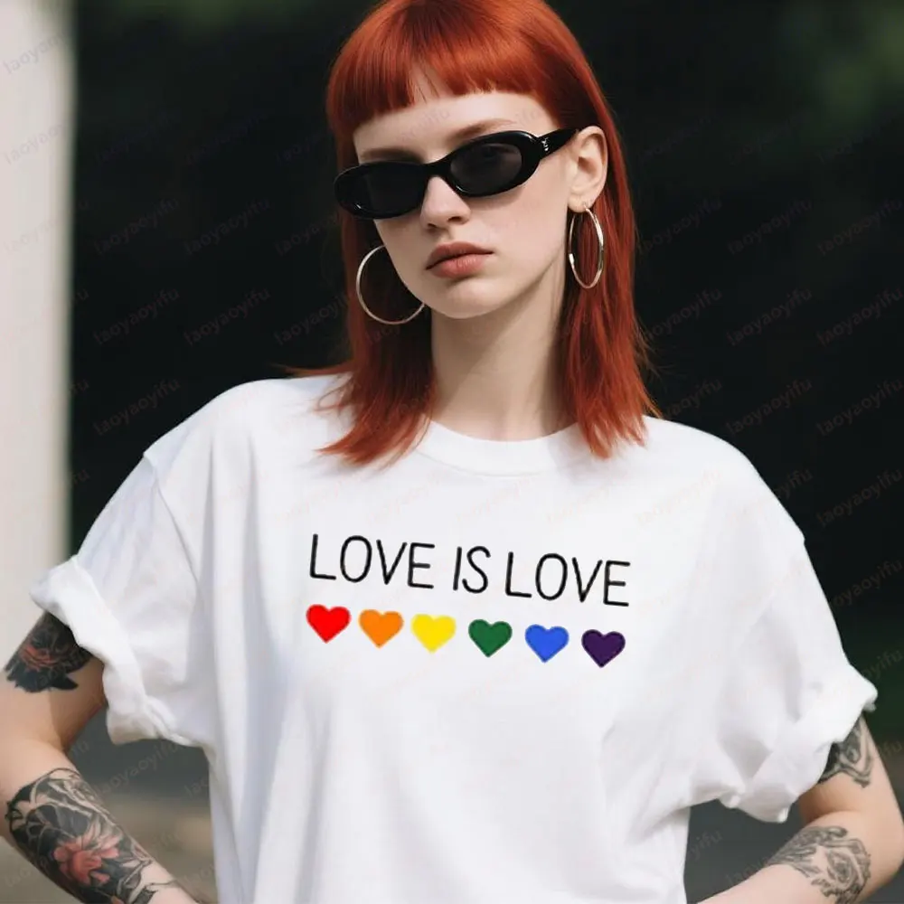 

Футболка Love Is Love LGBT Pride Футболка Equality Rainbow Pride Сорочка Современные и простые мужские и женские летние повседневные топы для повседневной жизни