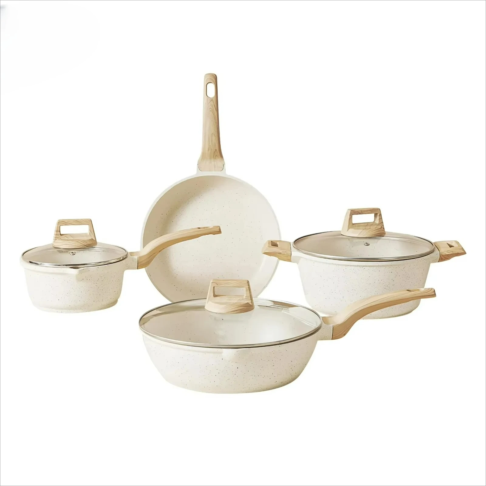 Kitchen Tools Non Stick Granite Cooking Sets Induction Cooker Household Frying Pan Soup Pots Non-stick Cookware Set TWO Sets