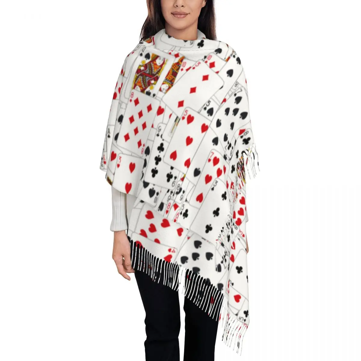 

Womens Tassel Scarf Suits You Playing Poker Long Winter Warm Shawl Wrap King Daily Wear Pashmina Scarves
