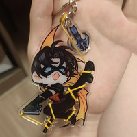 Anime Tim Drake Red Robin Cosplay Key Chain Acrylic Keychain Cartoon Figures Model Bag Pendant Keyring Accessories