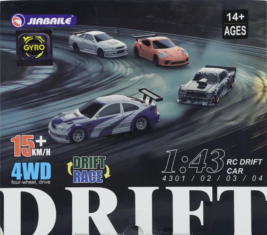 Mini-Auto im Maßstab 1/43, RC-Drift-Auto, Rennwagen, 2.4G-Fernsteuerung, 4WD-Offroad-Hochgeschwindigkeitsfahrzeug, Modellauto, Geschenk