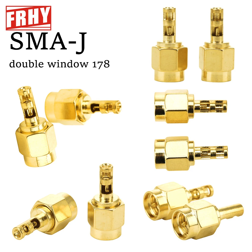 10PCS SMA-J Dual Window RF Connector Kit Full Copper SMA Male/Female Adapters for RG178 Coaxial Cable, High-Frequency Low Loss