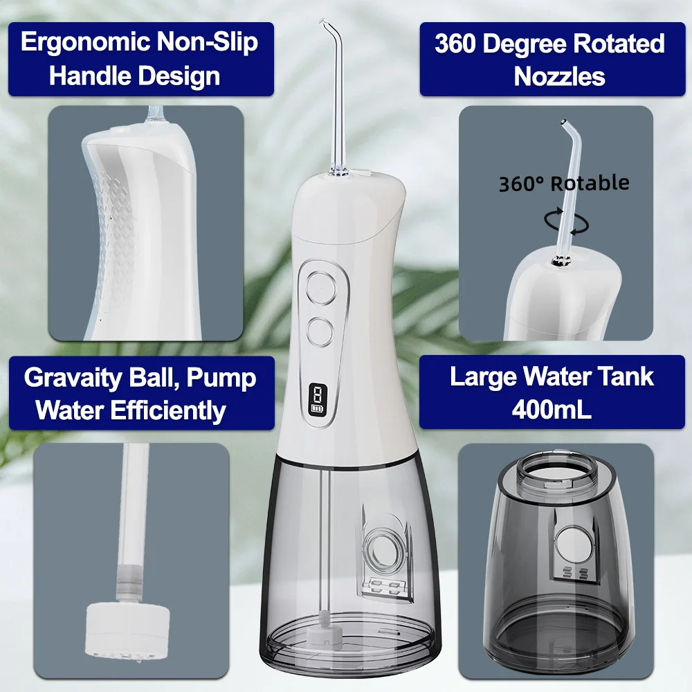 STLF Multi Jet 400ml Cordless Portable  Professional Oral Irrigator Teeth Cleaning Waterflosser Electric Floss Water Floss