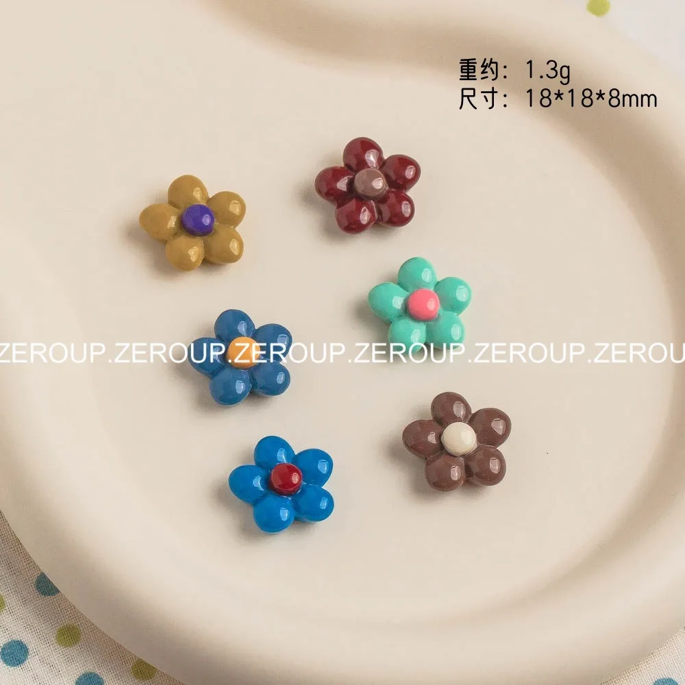 20PCSDIY handmade material hole shoe buckle cap patch cream glue mobile phone case five-petal flower resin accessories