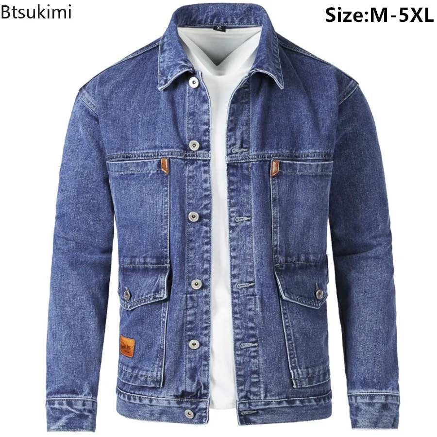 

2024 Spring Autumn Men's Denim Coats Multi-pocket Loose Single-breasted Cardigan Fashion Casual Cargo Jackets Men Jeans Jacket