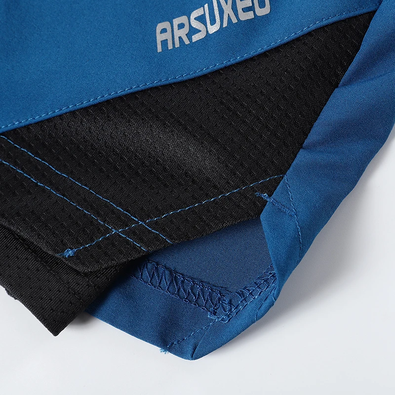 ARSUXEO-Shorts de course 2 en 1 pour hommes, bas de plage avec poche, pantalons de jogging, fitness, entraînement sportif, B208