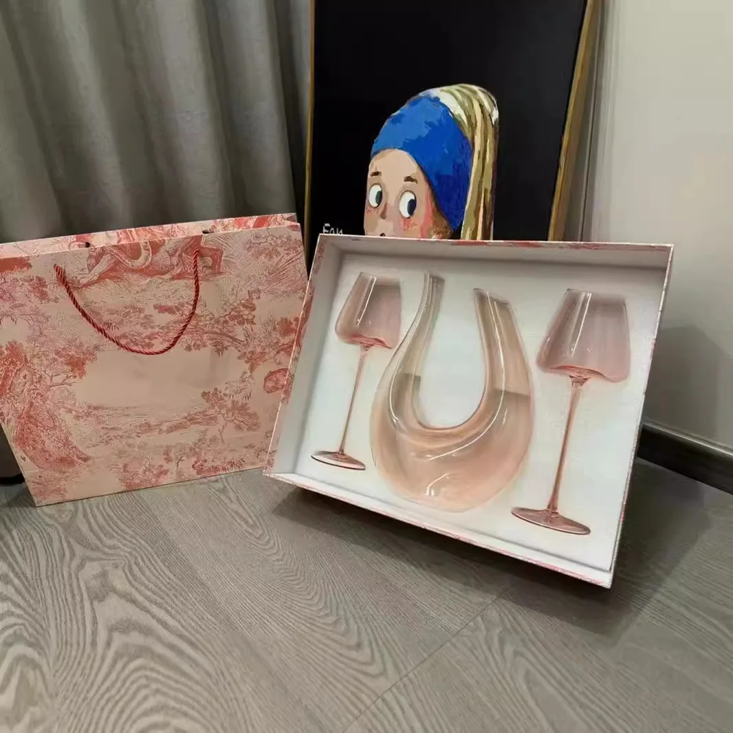 

Набор графинов для красного вина с фламинго, хрустальное стекло, бокал для вина на высоких ножках, набор для вина, подарочная коробка, новогодний подарок на новоселье