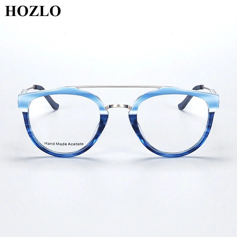 Retro Acetate Double Beam Transparent Glasses Women Men Myopia Glasses Frame Reading Glasses Frames Can Custom Prescription Lens
