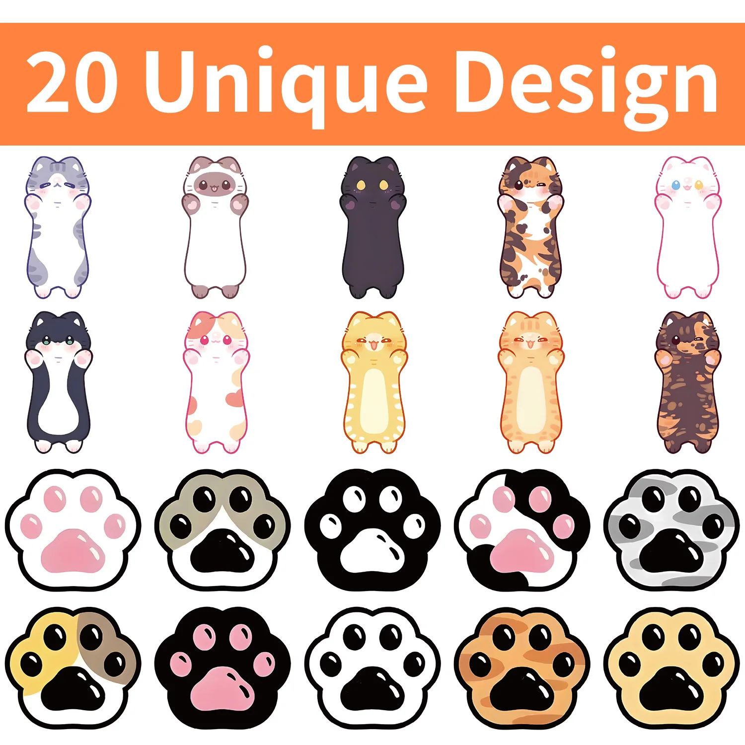 500Pcs Cute Cat Paw Print Sticker Rolls DIY Journal Sealing Labels Envelope Luggage Gift Decor Stationery Stickers