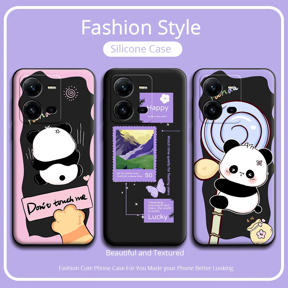 For Vivo V29 Pro 5G V29E 5G Case Cute Panda Soft Silicone Couple Phone Case For VIVO V25 V25E Protect Shockproof Cartoon Cover