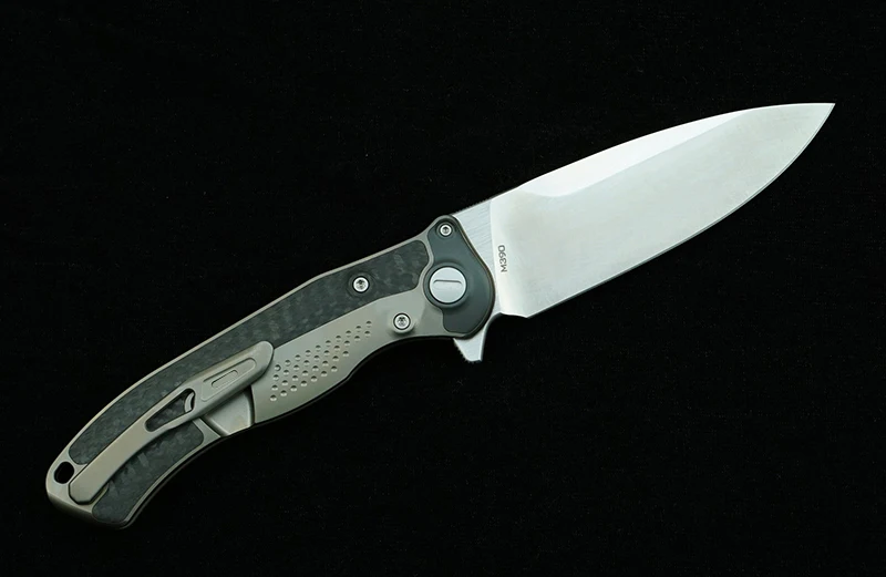 VENOM Bone Doctor Reale M390 Lama Titanio + Manico in fibra di carbonio Coltello pieghevole Caccia da campeggio esterna Cucina Sopravvivenza Strumento EDC
