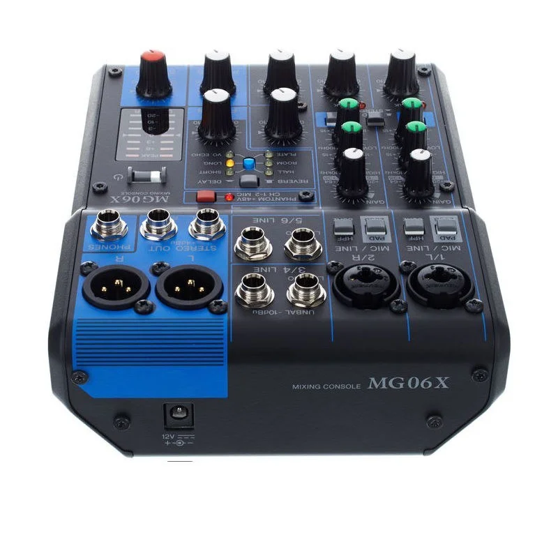 جهاز مزج الصوت الاحترافي 6 قنوات MG06X MG06XU وحدة تحكم الصوت مع واجهة XLR 48 فولت 10 مدخلات ستيريو لتسجيل الكمبيوتر والكاريوكي