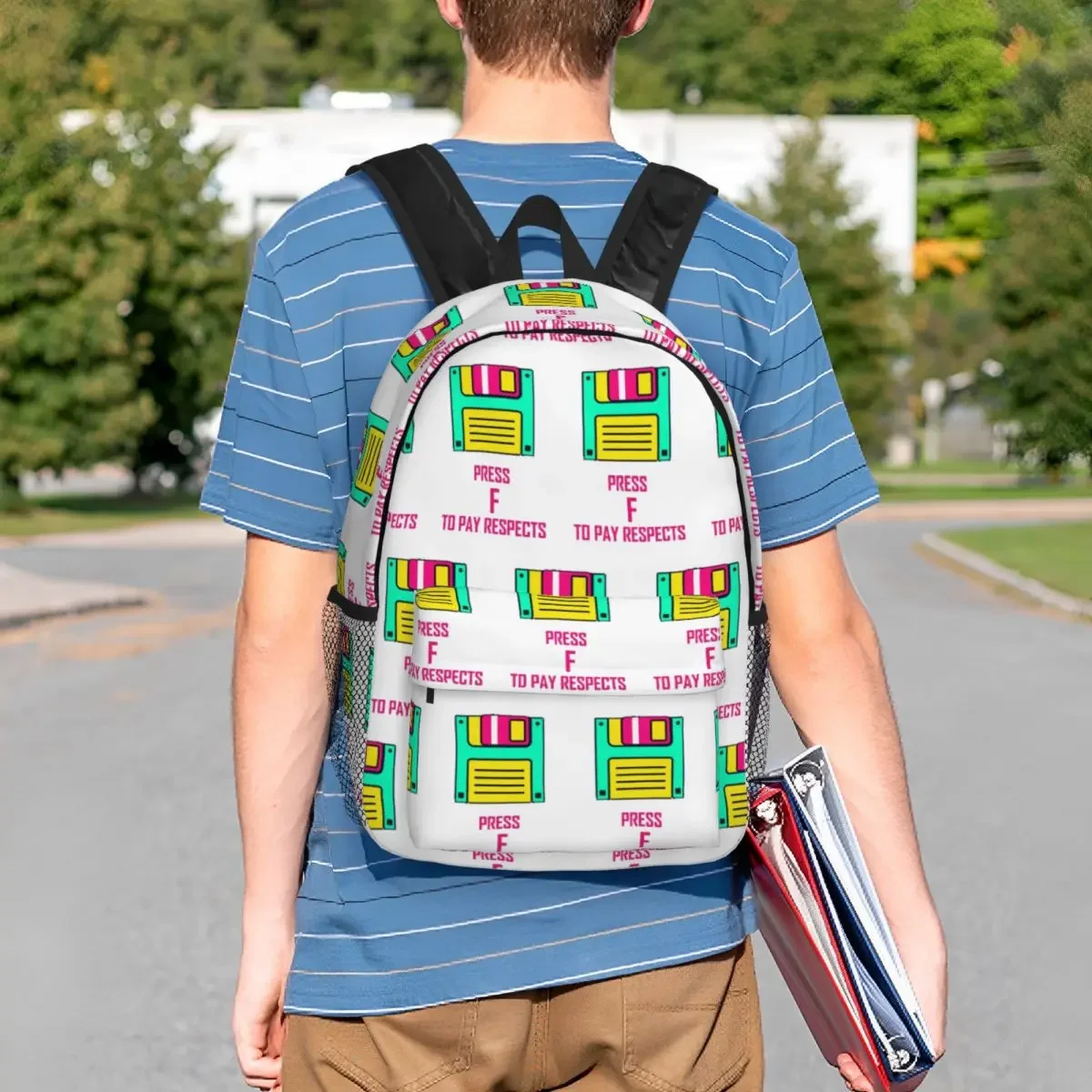 Colorful Neon Floppy Disk For Fans Of 80s Backpacks Teenager Bookbag Cartoon Students School Bags Travel Rucksack Shoulder Bag image 3