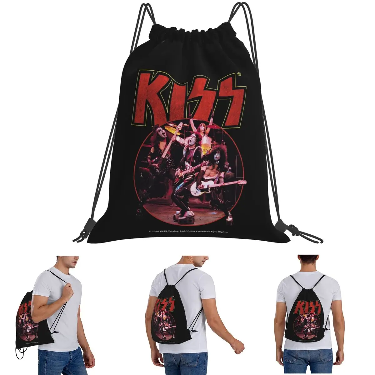 Kiss Band Backpacks Multi-function Drawstring Bags Sports Bag Book Bags for Travel School