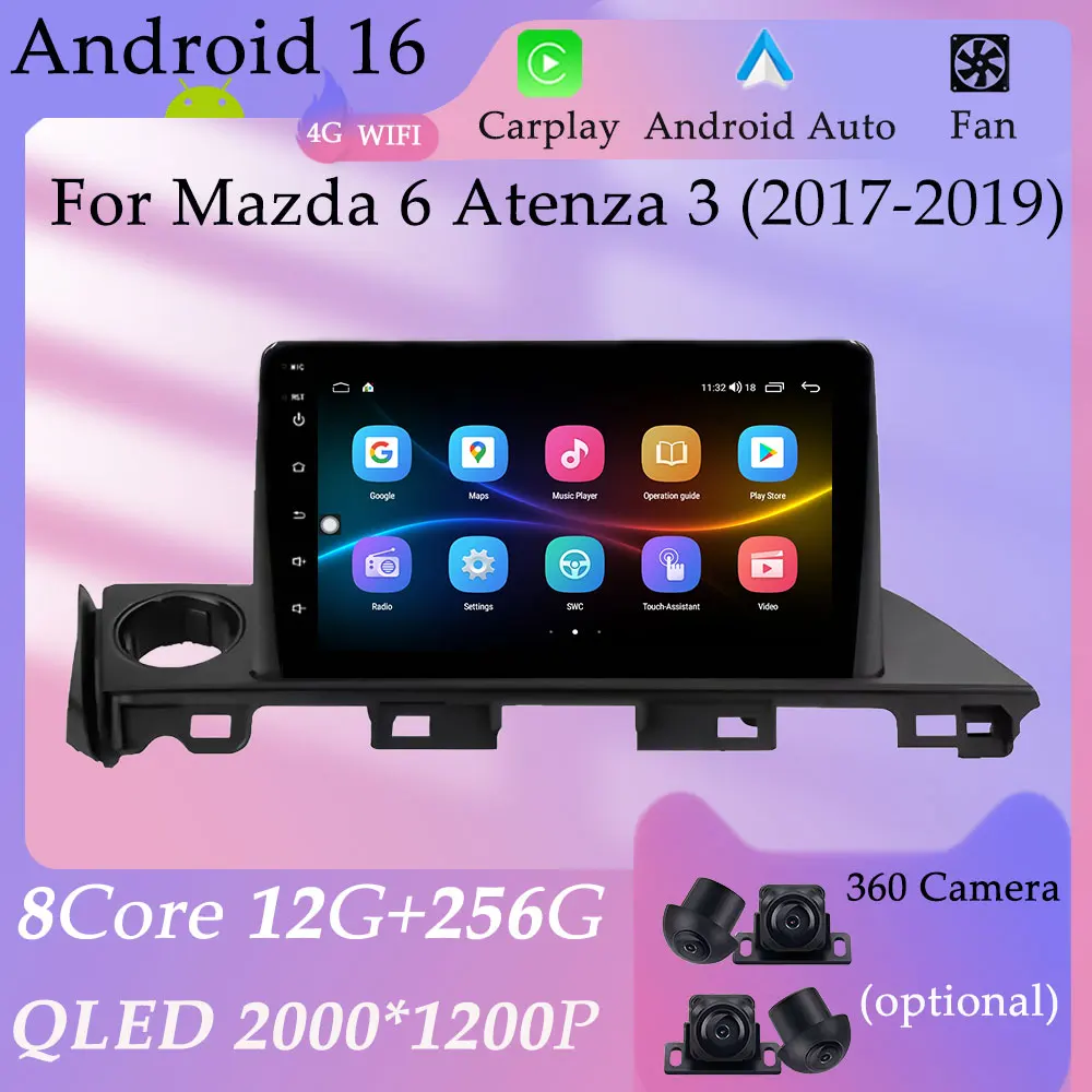 

HD-экран CarPlay для Mazda 6 Atenza 3 2017-2019 Автомобильный радиоприемник Видео Мультимедийный плеер Разделенный экран GPS-навигация DSP Стерео BT