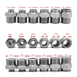 304 Stainless Steel External Thread Pneumatic Quick Coupling PC 1/8