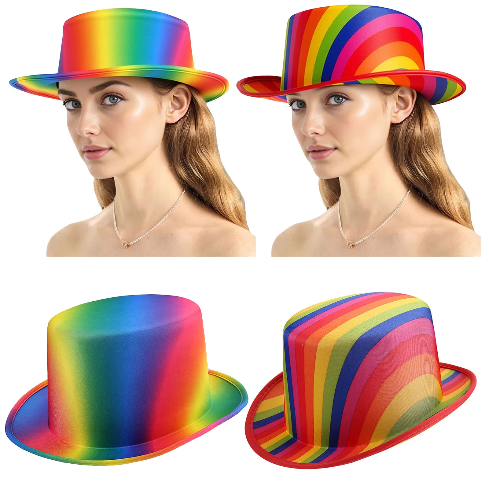 Chapeaux haut-de-forme arc-en-ciel pour carnaval, grand chapeau de magicien coloré pour adultes et enfants, fournitures de mariage pour Halloween Cosplay