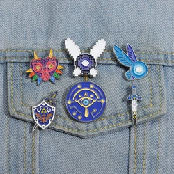Anime Game Enamel Pins Custom Sword Witch Shield Brooch Lapel Badges Cartoon lement Shield Jewelry Gift for Player