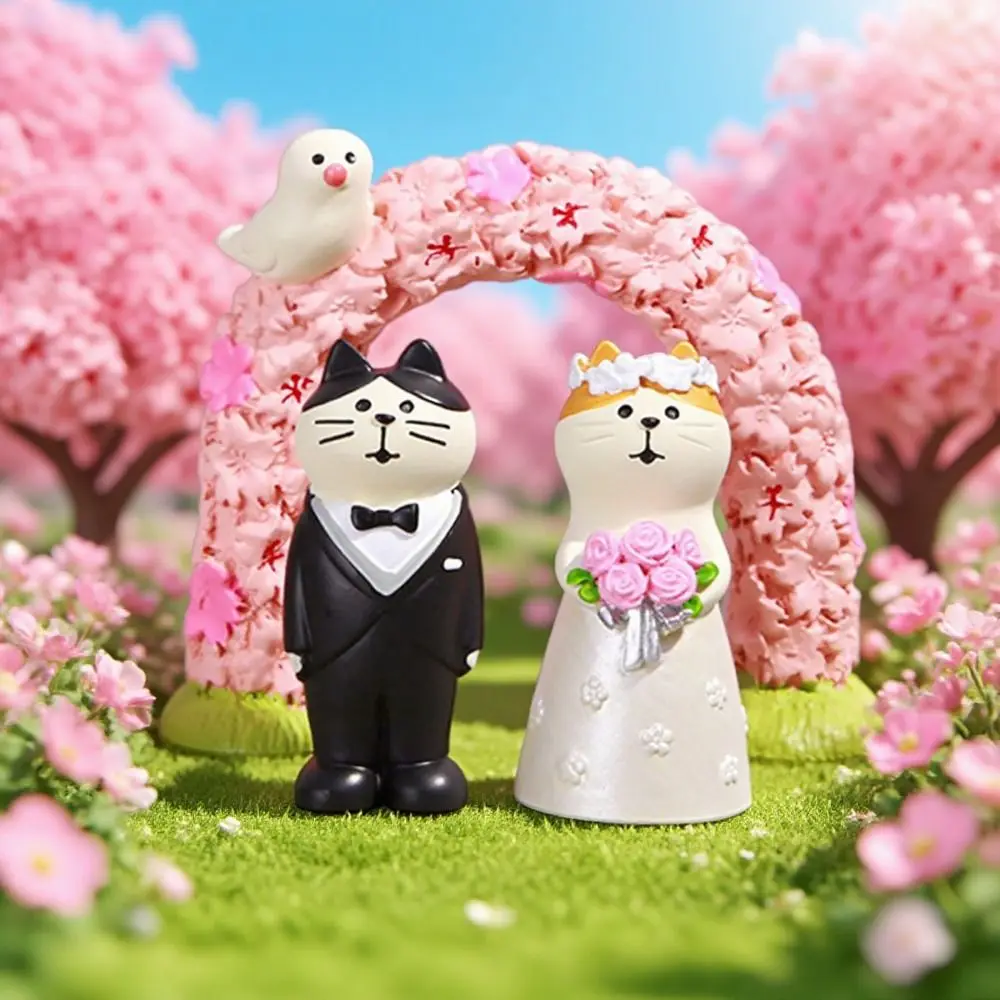 DIY Mini Wedding Arch Zakka Japanese Style Wedding Ceremony Ornaments Japanese Grocery Creative Mini Cat Figurine Couple Gifts