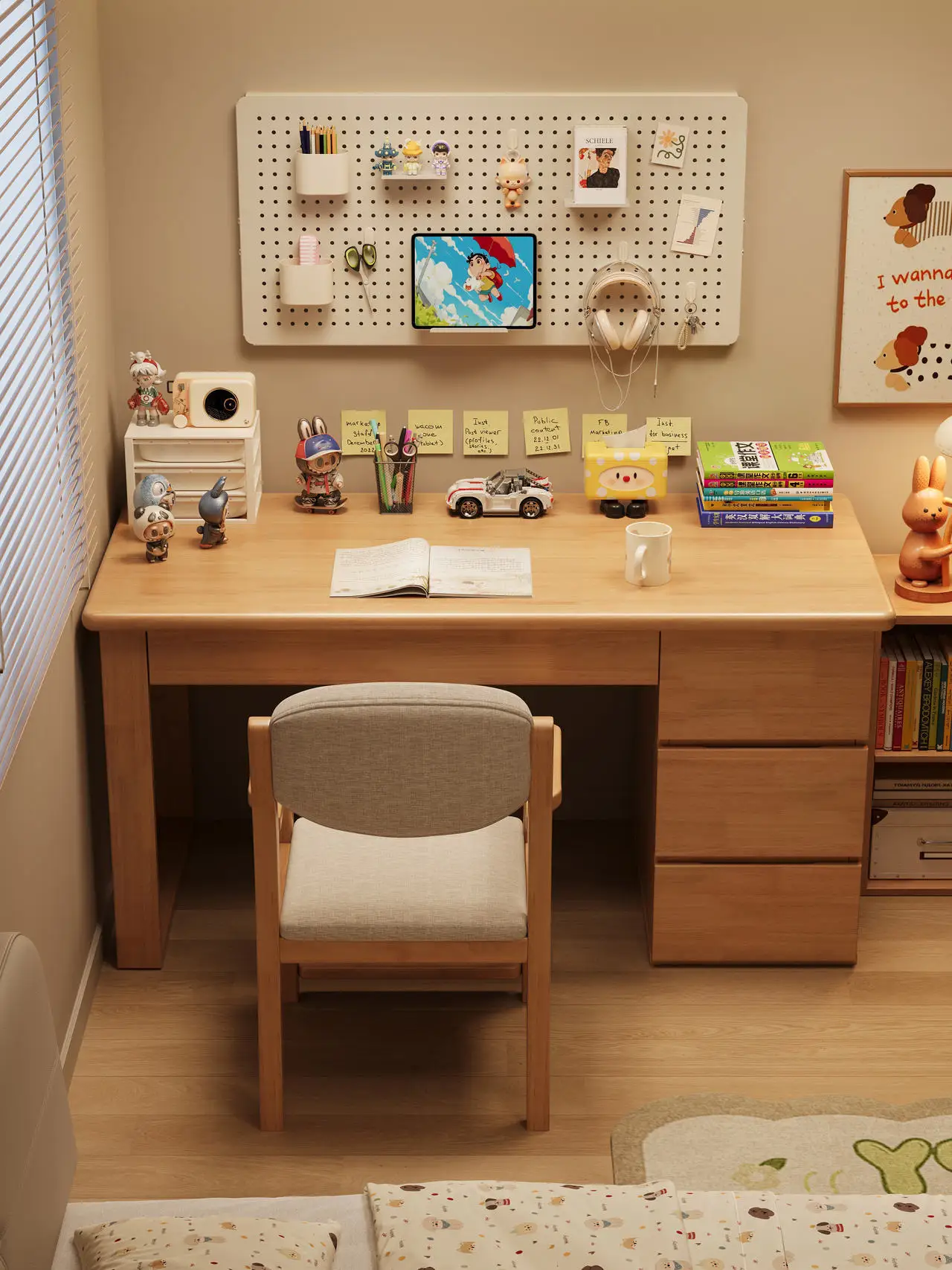 *Multi-Purpose Durable Wooden Study Table with Storage Drawers for Kids and Adults for Home Office Bedroom Study Room