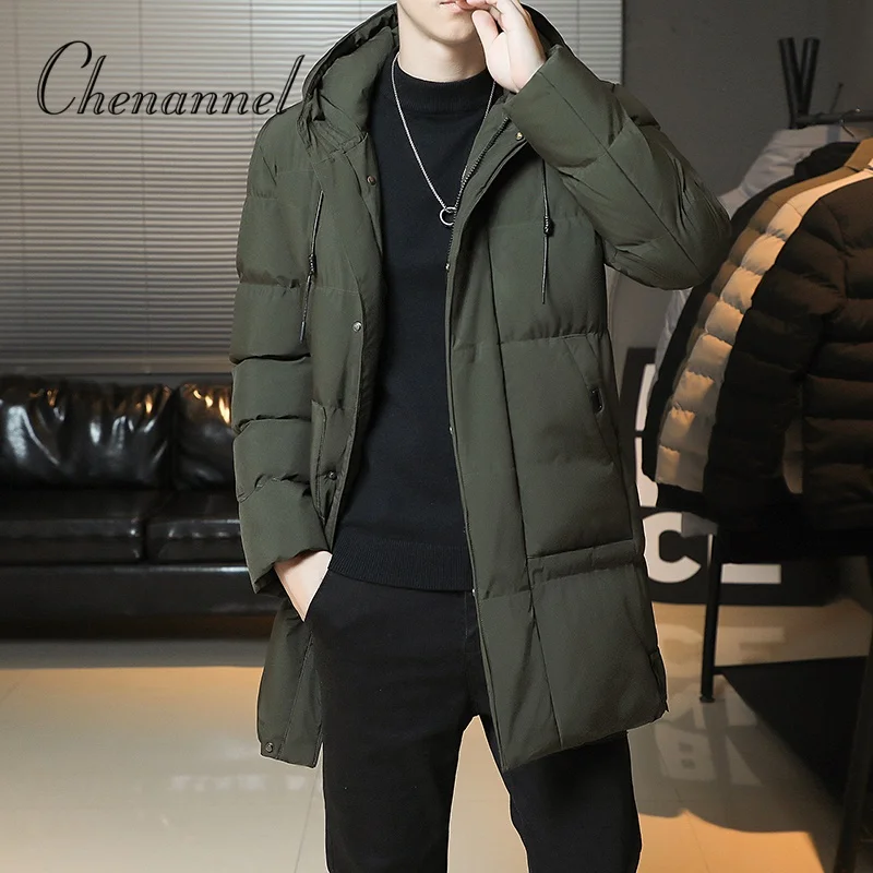 سترة متوسطة الطول مبطنة بالقطن للرجال معطف الخريف والشتاء سميك ومتعدد الاستخدامات مبطن بالقطن