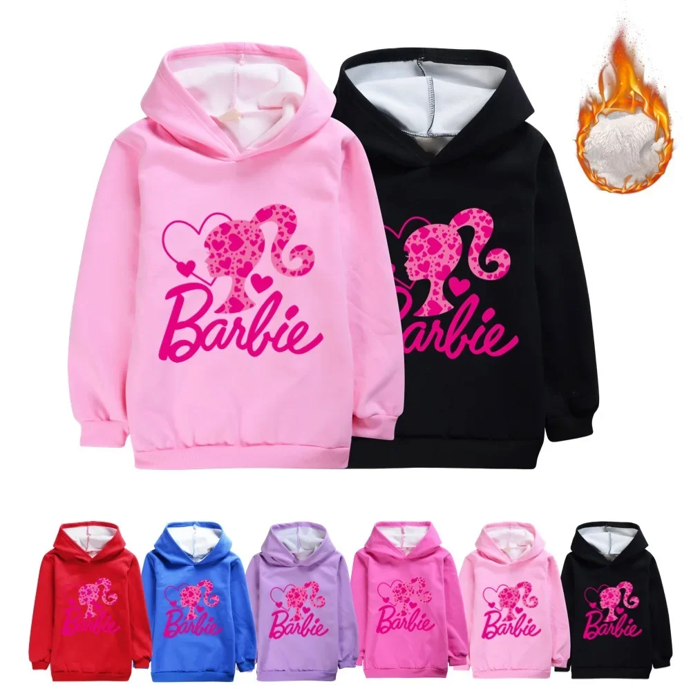 

MINISO Barbie The Movie Children's Clothing Peripheral Autumn and Winter Velvet Sweatshirt for Boys and Girls, The Best Gift